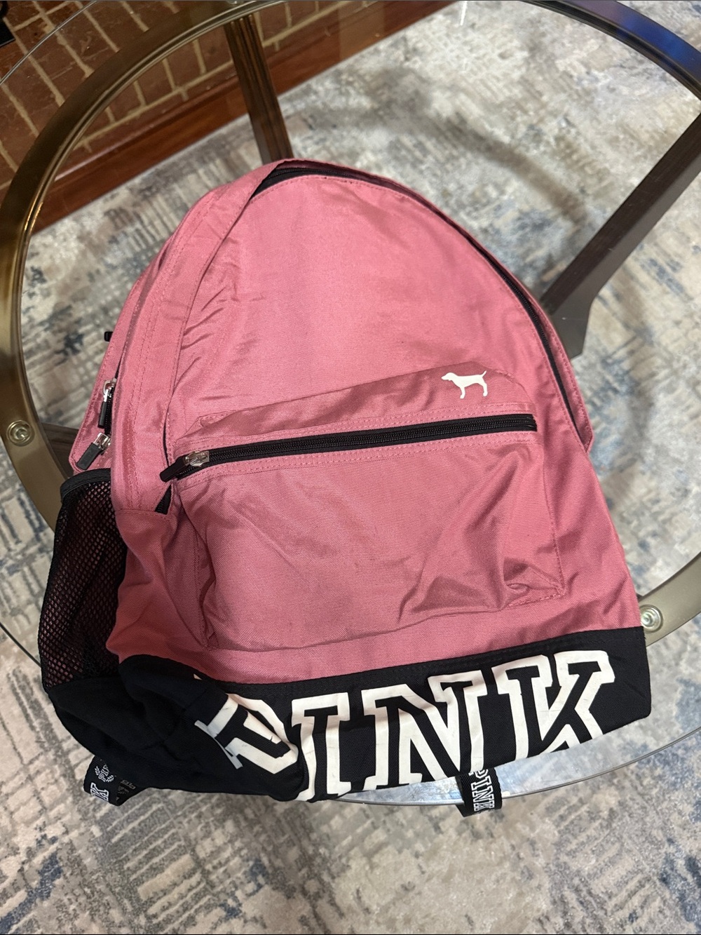 PINK Victoria's Secret Dusty Rose Backpack with Black Trim